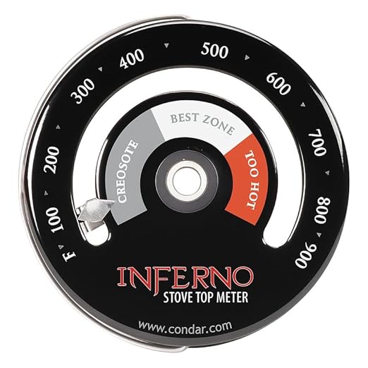 Condar Inferno Stove Top Thermometer – Magnetic Surface Temperature Gauge for Wood Stoves, Ensures Efficient Heating