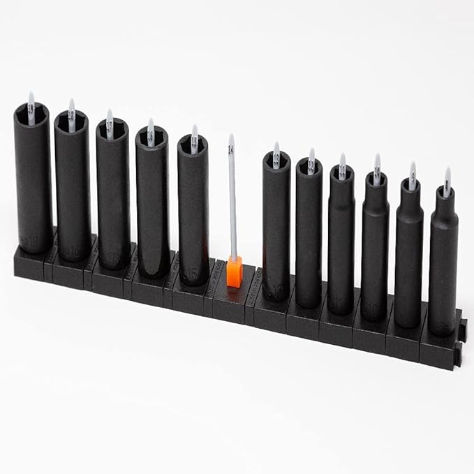 ToolBox Widget Socket Organizer ⅜ Inch Pro Series – Modular Magnetic Socket Holder with Missing Tool Indicator – Size Stems NOT Included - 4 Pack, 48 Organizers