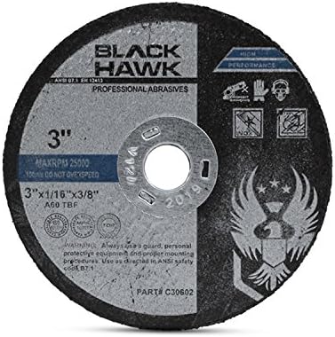 BHA Metal and Stainless Steel Cut Off Wheels for Die Grinders, 3” x 1/16” x 3/8” - 25 Pack