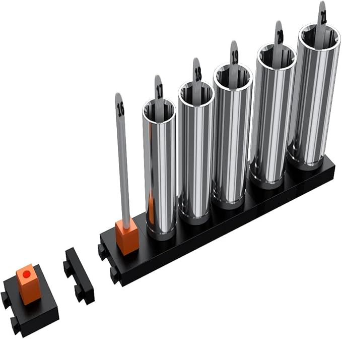 ToolBox Widget Socket Organizer ½ Inch Pro Series – Modular Magnetic Socket Holder with Missing Tool Indicator – Size Stems NOT Included - 4 Pack, 48 Organizers
