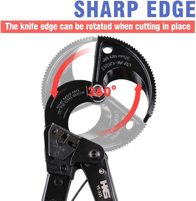 HKS Ratchet Cable Wire Cutter Heavy Duty for Cutting Electrical Aluminum Copper and Multi-core Cables up to 240mm²