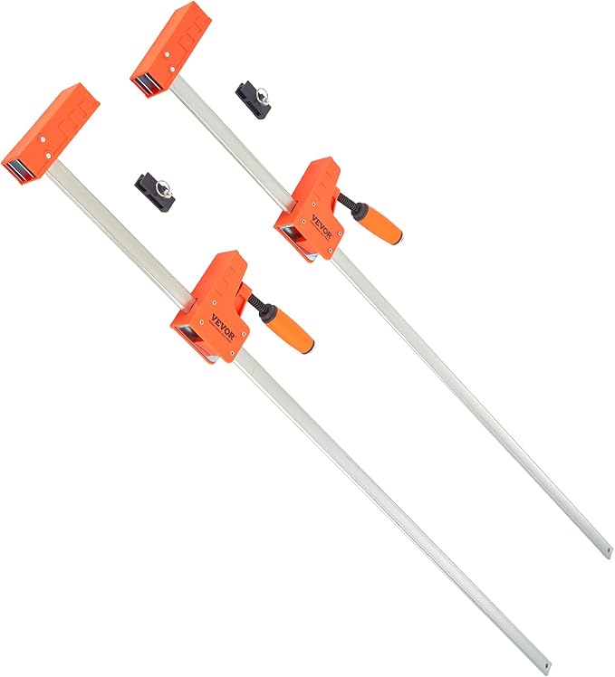 VEVOR Bar Clamps for Woodworking, 2-Pack 50" Parallel Clamp Set, F Clamp with 1100 lbs Load Limit, Even Pressure, High-strength Plastic and Carbon Steel, Wood clamps for Woodworking Metal Working