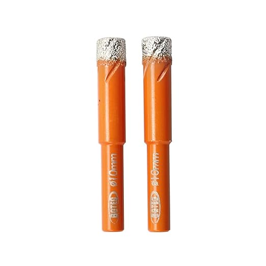 Dry Diamond Drill Bit Set,BGTEC 2pcs 3/8" 10mm Hole Saw for Granite,Marble,Masonry, Concrete, Tile/Ceramic, Glass, Hard Plastic,Vacuum Brazed Diamond Core Drill Bit Kit