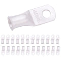 SELTERM 25pcs 2 AWG 1/4" Stud Marine Grade Tinned Copper Battery Cable Lugs, 2 Gauge Ring Terminals, UL Wire Lugs Electrical Battery Cable Ends, Tinned Copper Lugs Battery Terminal Connectors