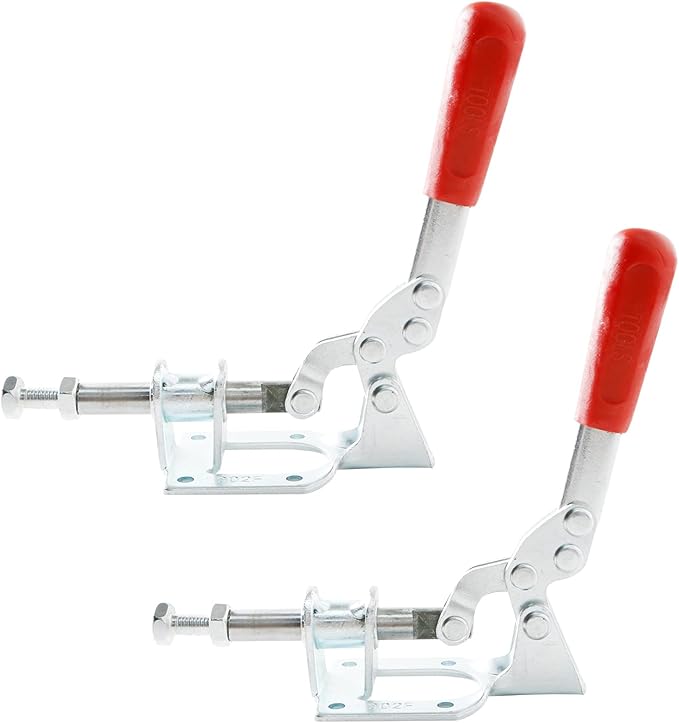 2Set Plunger Stroke Clamp w Flange Base Plate 300lbs Holding Capacity for Suitable for Toolbox, Door, Box, Trunk, Tractor Cover, Smoke Cover, Woodworking Fixture and Quick Release Pull Lock.