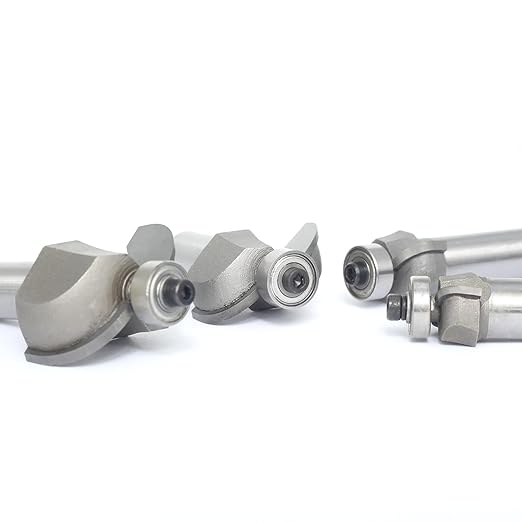 4pcs Cove Router Bit Set,1/2" Shank,Radius 3/16",1/4",7/16", and 9/16",Cove Edging Cutter for Wood Profiling,Routing,Molding