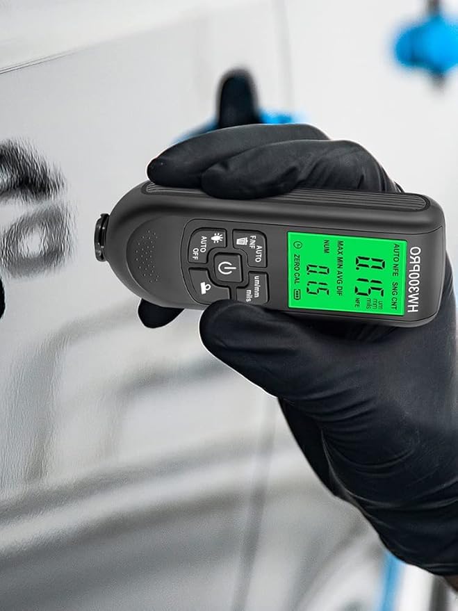 Paint Thickness Gauge Meter Fe/NFe Probe Coating Thickness Gauge Professional Multifunctional Car Paint Depth Gauge Test Precise HW-300PRO for Car Automatic Detection(black) (black)