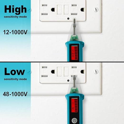 allsun Non Contact Voltage Detector,Dual Mode AC Voltage Detector 12V-1000V High/Low Sensitivity, Live Wire Finder with Flashlight, Auto Off & Buzzer Alarm for Electrical Safety GK28