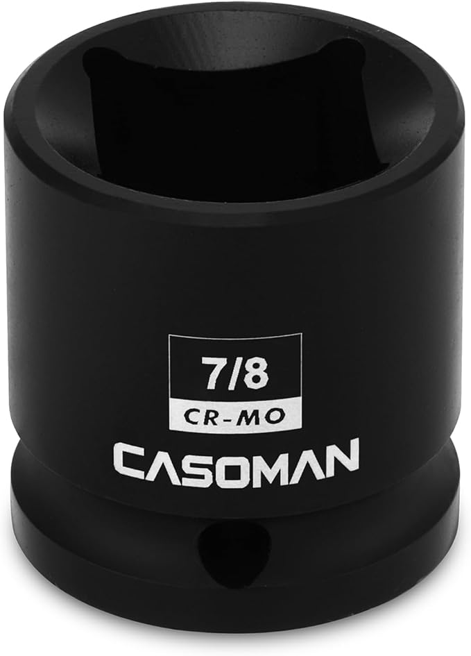 CASOMAN 1/2-Inch Drive 7/8-Inch Square Impact Socket, 4-Point, SAE, CR-MO