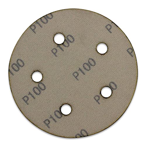 BHA 5" Inch 5 Hole Hook and Loop Sanding Discs for Orbital DA Sanders - 100 Pack (320 Grit)