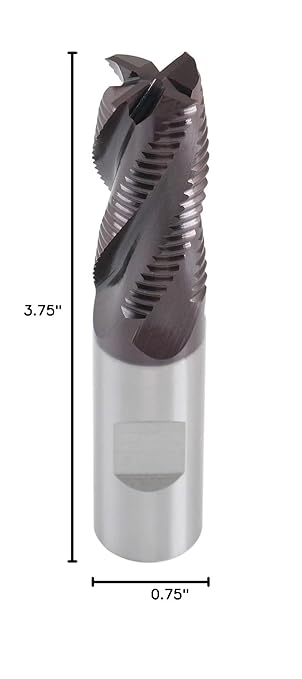 Accusize Industrial Tools 3/4'' Fine Tooth M42 8% Cobalt Tialn Roughing End Mill, 3/4'' Shk Dia, 1-5/8'' Flute Length, 3-3/4'' Oal, 4 Flute, 1104-0034