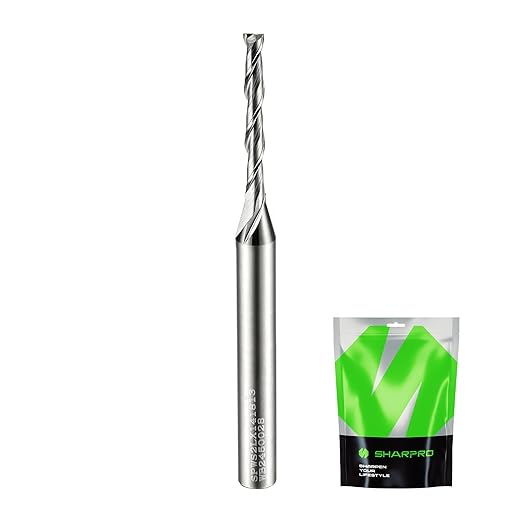 Extra Long Spiral Upcut Router Bit 1/4 Inch Shank 1/8 Inch Cutting Dia. 1'' CL. 3'' OVL. Carbide Upcut CNC Router Bit, Ideal for Wood Engraving and Plunging Applications