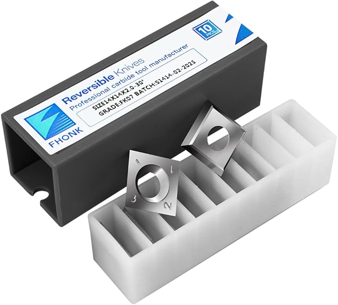 14mm Square Straight Carbide Cutters, for Woodturning Replacement Cutter Knives, Fits Spiral, Helical Planer Cutter, Wood Lathe Turning Tool, 10-Piece (14x14x2.0-30°)