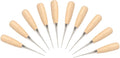 WUTA 10 Packs Leather Craft Awl Tools Leather Hole Punch Tool Sewing Punching Hole Maker Stitching Over Stitch Wood Handle for DIY Handmade Christmas Gift
