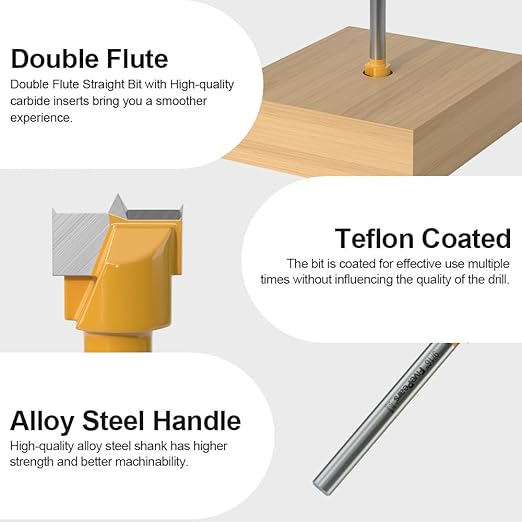 FivePears Forstner Drill Bit 5/16 inch Shank, 9/16 inch Cutting Diameter, Carbide Tipped Wood Hole Saw Auger Opener, Hole Opener Hinge Hole Cutter for Woodworking, Plastic, Plywood Products