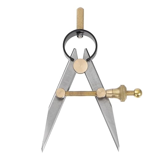 Spring Joint Caliper - [3 Inch] Carbon Steel Spring Divider Caliper with Brass Fulcrum for Metalworking Drawing Use, Flat Leg