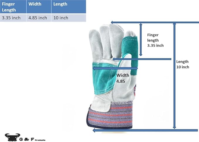 5 Pair Pack Leather Palm Work Gloves Cowhide Leather Suede Finish A Grade Premium