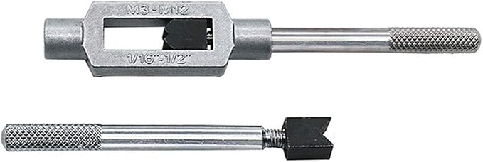 8pcs Metric Thread Machine Taps Set, Hand Screw Thread Plug Taps M3 M4 M5 M6 M8 M10 M12 with Adjustable Tap Wrench 1/16-1/2''