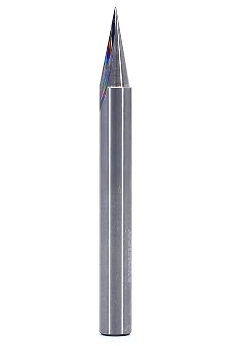 YONICO Router Carving Bits CNC Engraving Solid Carbide V Groove 22 Degree Zero Point 1/4-Inch Shank 14106q