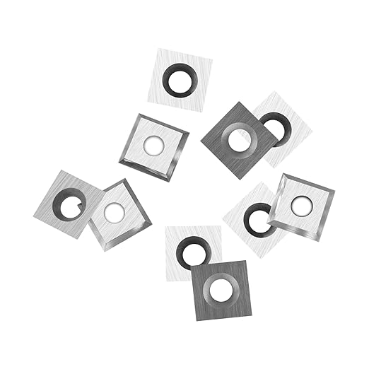 10.5mm Square Carbide Inserts Cutters Tungsten Carbide Reversible Blades Replacement Knives 10.5×10.5×1.5mm-35° for Woodworking Spiral/Helical Planer Cutter Head or Wood Turning Lathe Tools 10 Pcs