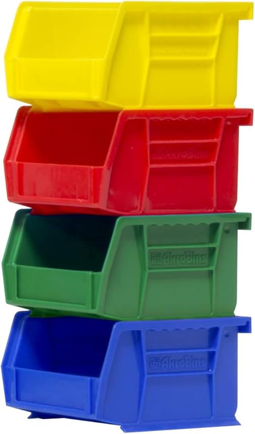 Akro-Mils 30210 AkroBins Plastic Storage Bins, Space-Saving Stackable Bins for Garage, Pantry, Craft Organization, 5-Inch x 4-Inch x 3-Inch, Green, 24-Pack