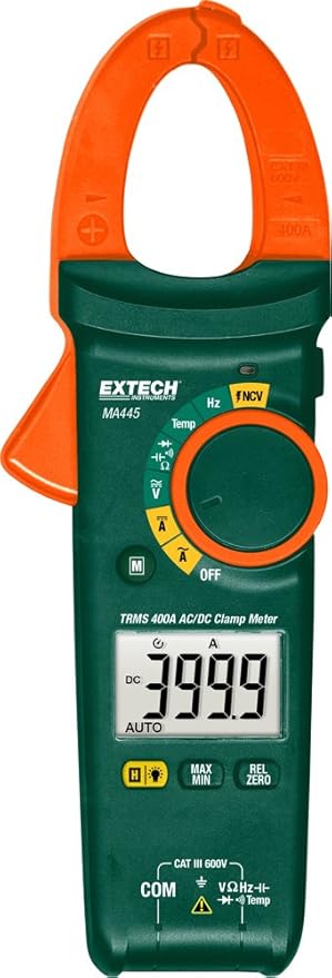 Extech MA445 True RMS 400A AC/DC Clamp Meter Bundle with NCV Test Lead Kit
