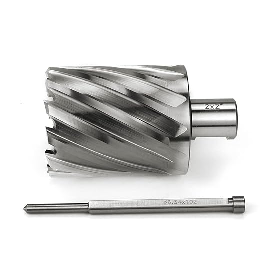 OSCARBIDE 2"x2"Annular Cutter,3/4 inch Weldon Shank,2 inch Cutting Diameter 2 inch Depth of Cut,2 Flat Mag Drill Bit with Pilot Pin for Magnetic Drill Press,1 Piece