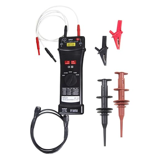 PINTECH High Voltage Differential Active Probe 7000V, 100MHz, 100X/200X/500X/1000X Attenuation Rate, 3.5ns Rise Time Oscilloscope Probe DP-100