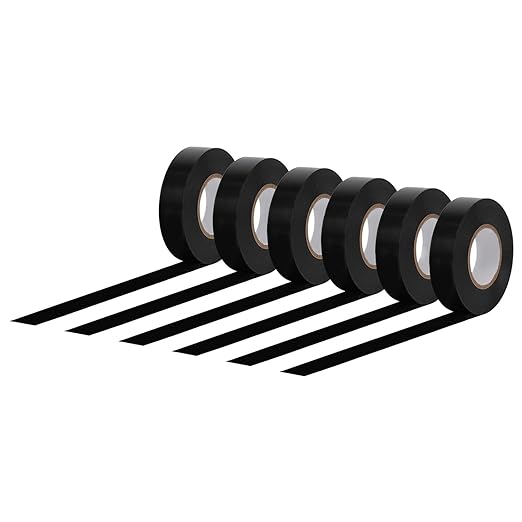 Amazon Basics Electrical Adhesive Tape, for Home DIY, Repairs, Electrical, Automotive and Equipment, 6-Pack, 3/4-inch by 60-feet, Black