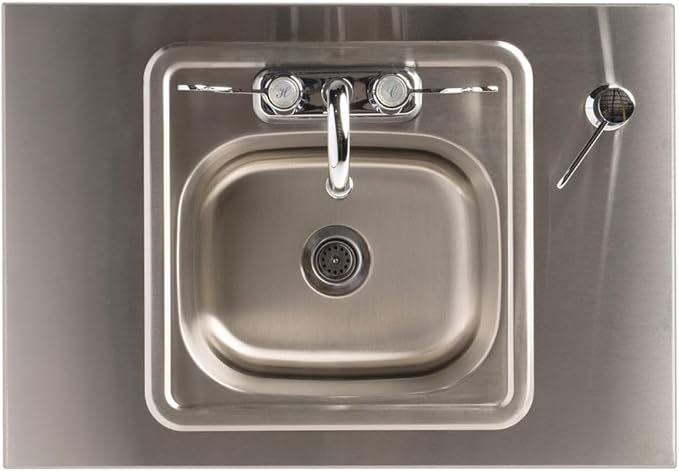 Ozark River Portable Sinks, Advantage S1D, White Laminate Cabinet-Stainless Countertop, Hot Water Hand Washing Station with Countertop & Storage Space, Self Contained Sink, Portable Hand Washing Sink