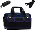 20in Heavy Duty Bottom Tool Bag With Wide Mouth For Tool Storage, Carrier and Organizer, Tote Bag For Men/Women, Wide Mouth Tools Bag With Inside Pockets (20 Inch)