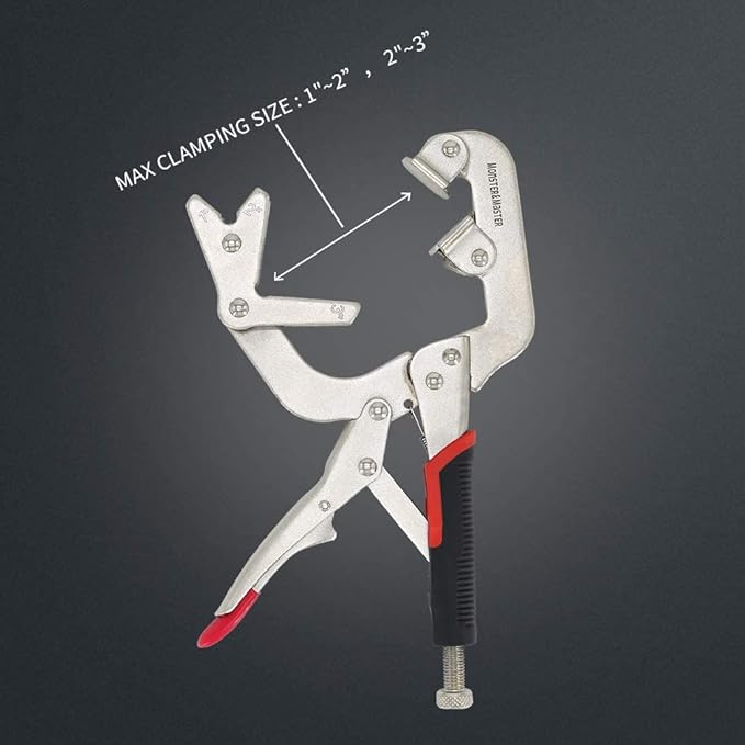 Monster & Master Welding Pipe Plier Clamp, Fast Release, C-Clamp Locking with Large V-Pads, 10 Inch (2-Piece), ATHUS-MM-WLP-S9x2