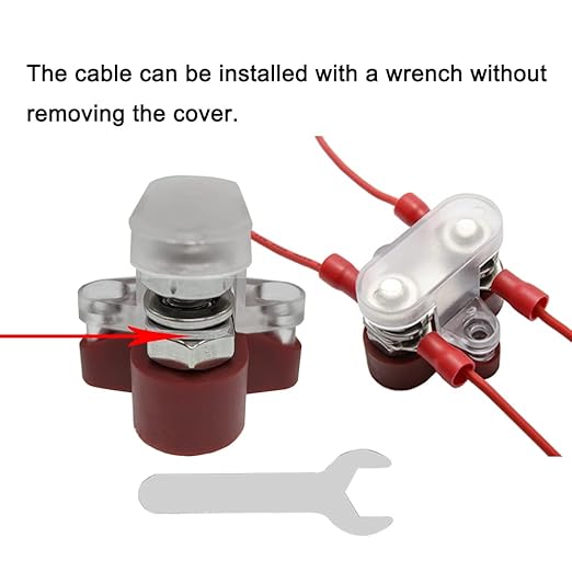 Heart Horse Bus Bar Terminal Block 5/16'' Power Stud Battery Junction Block Post Distribution Block Insulated with Cover DC 48V 200A for Auto Truck RV Boat (5/16'',Red+Black)