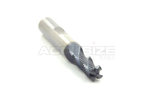 Accusize Industrial Tools 5/16'' Fine Tooth M42 8% Cobalt Tialn Roughing End Mill, 3/8'' Shk Dia, 3/4'' Flute Length, 2-1/2'' Oal, 4 Flute, 1104-0516