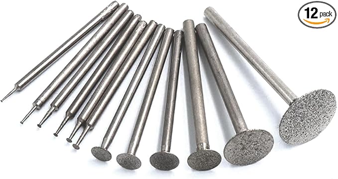 Culiau Diamond Stone Grinding Bits – 3/32 Inch Shank for The Customizer, High-Precision Rotary Tool Accessories for Engraving and Shaping, Compatible with engraving pen and Other Rotary Tools (12 Pcs)