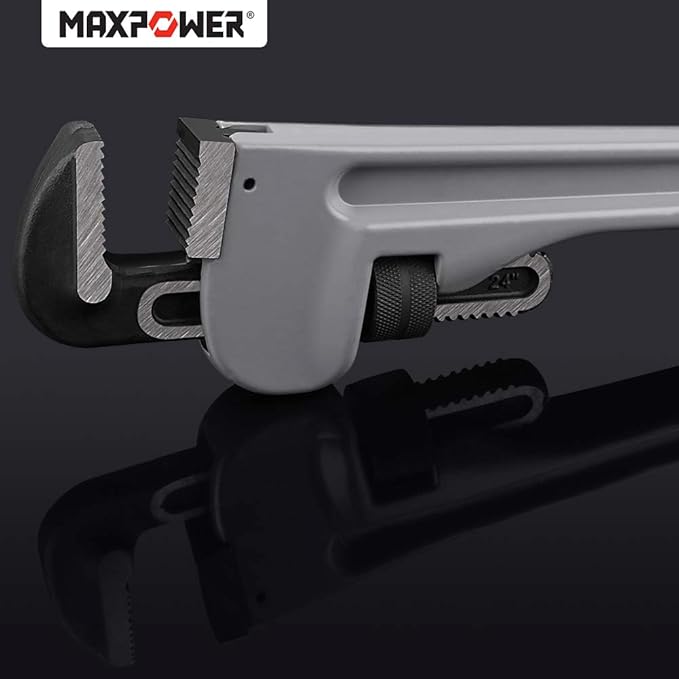 MAXPOWER 24 inch Pipe Wrench Aluminum Straight Pipe Wrench Heavy Duty 24-Inch Plumbers Wrench