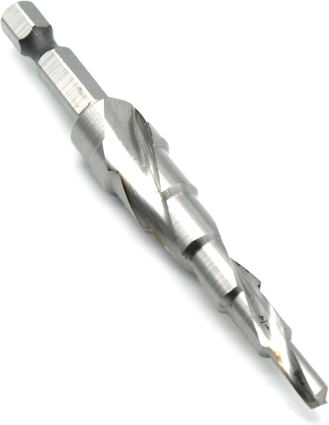 TEMO M35 Cobalt Step Drill Spiral Flute, 6 Size 3/16 Inch To 1/2 Inch, 1/4 Inch Hex Shank