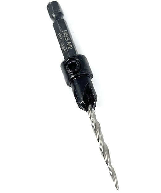 FTG USA Adjustable Wood Countersink Drill Bit #6 (9/64") with Tapered Drill Bit for Woodwork