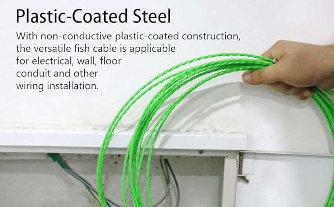 Fish Tape Wire Puller Through Wall Wire Threader Fish plus Fish Cable Fastener with Steel rope 32FT(10M)