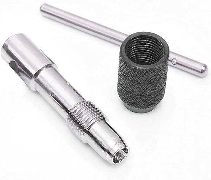 Mesee 6 Pcs Tap Wrench Tool Set, Adjustable T-Handle Ratchet Tap Holder Wrench Machine Screw Thread Metric Plug T-Taps with M3 M4 M5 M6 M8 Taps for Metal/Aluminum/Plastic/Wood