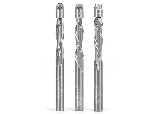 YONICO Solid Carbide Flush Trim Router Bit Spiral 3 Bit 1/4-Inch X 1-1/8-Inch Set 1/4-Inch Shank 14321q