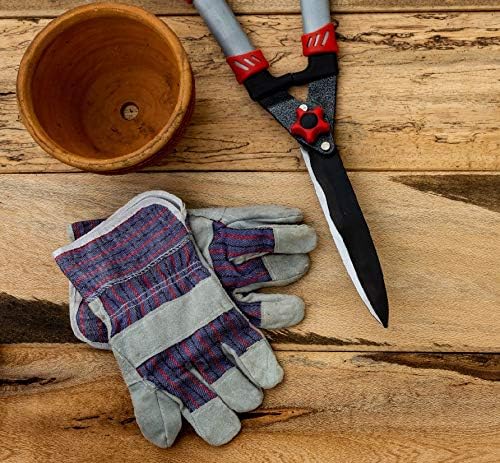Greendale (3, 6 or 12 Pack - Leather & Cotton Work Gloves: Garage, Yard, Garden, Industrial, Commercial - One Size Fits Most