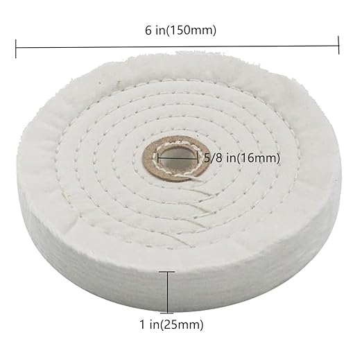 6 Inch Extra Thick Cotton Buffing Wheel,70 Ply White Buffing Wheel and 55 Ply Yellow Polishing Wheel with 5/8 Inch Arbor Hole for Bench Grinder/Die Grinder(Pack of 2)