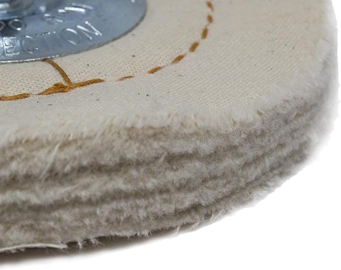 Benchmark Abrasives 4" Cotton Cushion Sewn Buffing Polishing Wheel for Bench Grinder with 1/4" Mandrel, for Polishing Finishing Smoothing on Aluminum, Stainless Steel (Cotton Cushion)