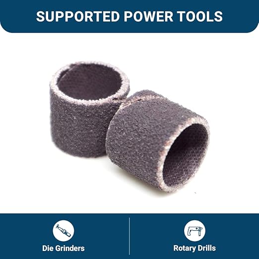 Benchmark Abrasives 1/2" x 1/2" Aluminum Oxide Sanding Bands, Spiral Bands Rotary Sander Attachment for Drill & Die Grinder, Metal Polishing, Sanders for Woodworking Sander Tool (10 Pack), 60 Grit