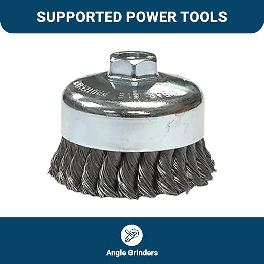 Benchmark Abrasives 4" Knot Wire Cup Brush for Narrow Holes Derusting Paint Removal Deburring Ferrous Metals Concrete, Wire End Brush for Angle Pneumatic Grinder - Carbon Steel (Pack of 2)