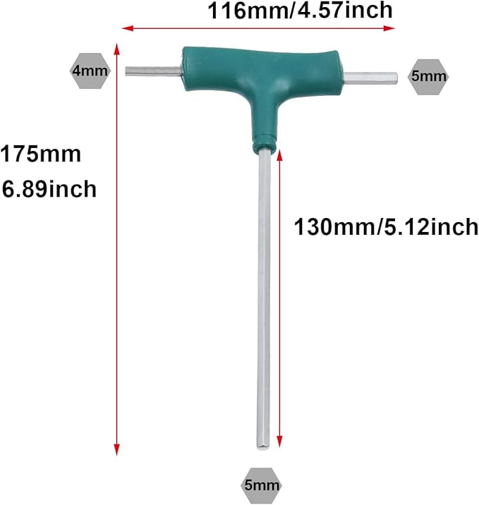 Antrader T-Handle Hex Key Wrench, 3-Way Allen Key Wrench Set Metric with Plastic Handle for Home Repair (5mm/5mm/4mm)
