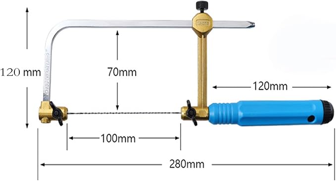 Professional Coping Saw w/ 8 Spiral Blades - for Metal & Woodworking - Fast Precision Cutting for Wood, Plastic, Jewelry Crafting,Mini Wire Saw for DIY Crafting (11" x 4.7")