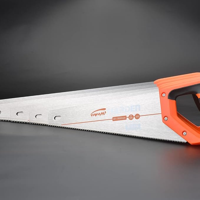 14" Hand Saw – High-Carbon Steel Blade, Double-Sided Ground Teeth for Fast Cutting, Durable & Sharp, Soft TPR Handle for Comfortable Grip – Ideal for Woodworking, Carpentry, and DIY Projects