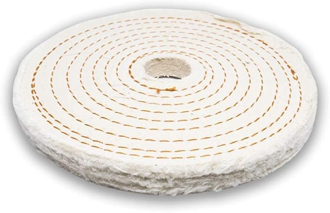 Benchmark Abrasives 6" Cotton Spiral Buffing Polishing Wheel for Bench Grinder with 1/4" Mandrel, for Polishing Finishing Smoothing on Aluminum, Stainless Steel (Cotton Spiral)